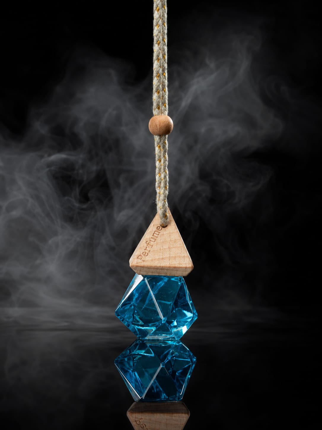Crystal Cyan Geometric Hanging Car Fragrance Bottle