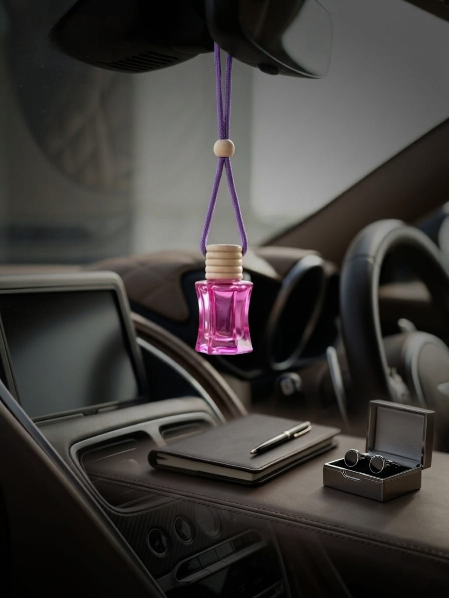 Vintage-Inspired Ribbed Wood Hanging Car Fragrance