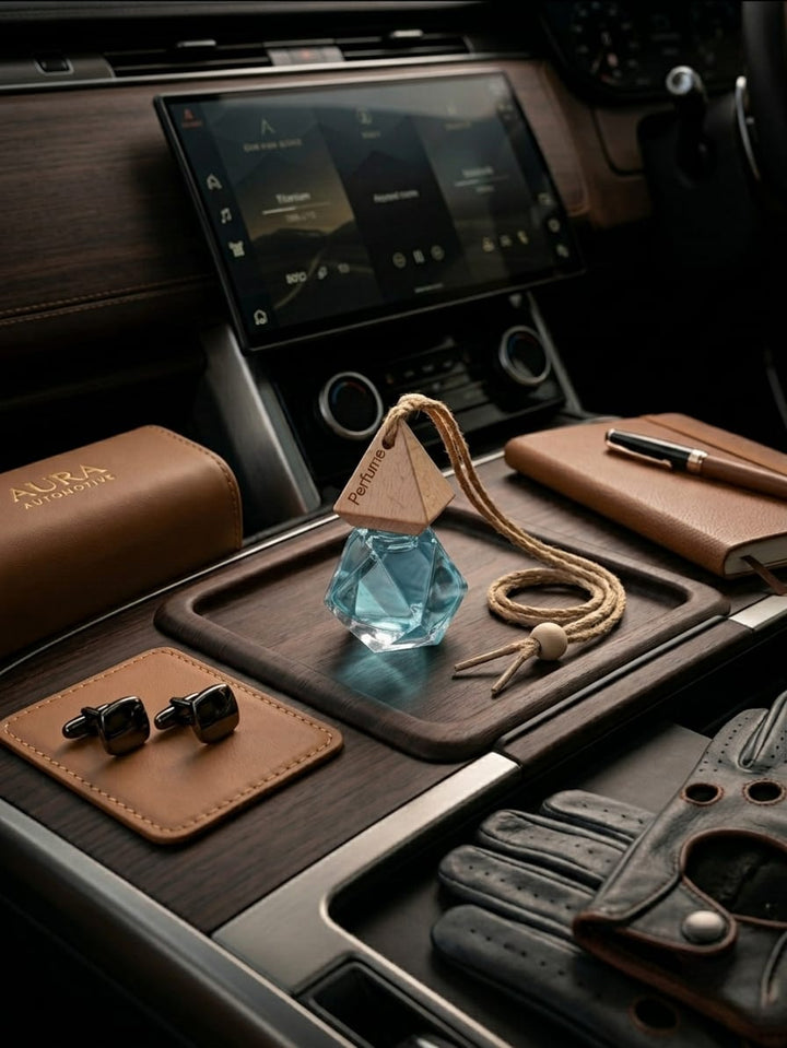 Luxury Geometric Car Perfume Diffuser | Hanging Diamond-Cut Glass Air Freshener